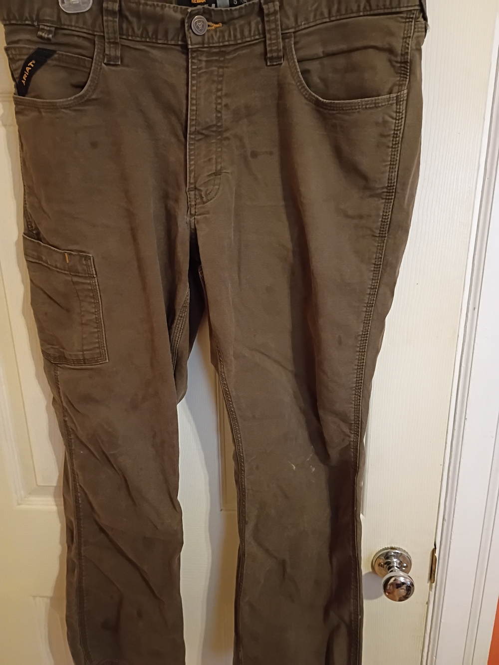 Ariat Men’s Rebar M4 Relaxed Straight Dark Green Cotton Canvas Work Pants 35